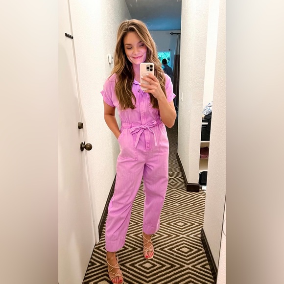 Universal Thread Pants - Universal Thread, Pink Short Sleeve Button-Front Denim Jumper